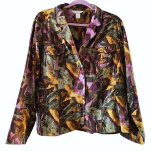 Womens Christopher & Banks Vibrant Jewel Tone Abstract Pattern Blazer, Size XL.